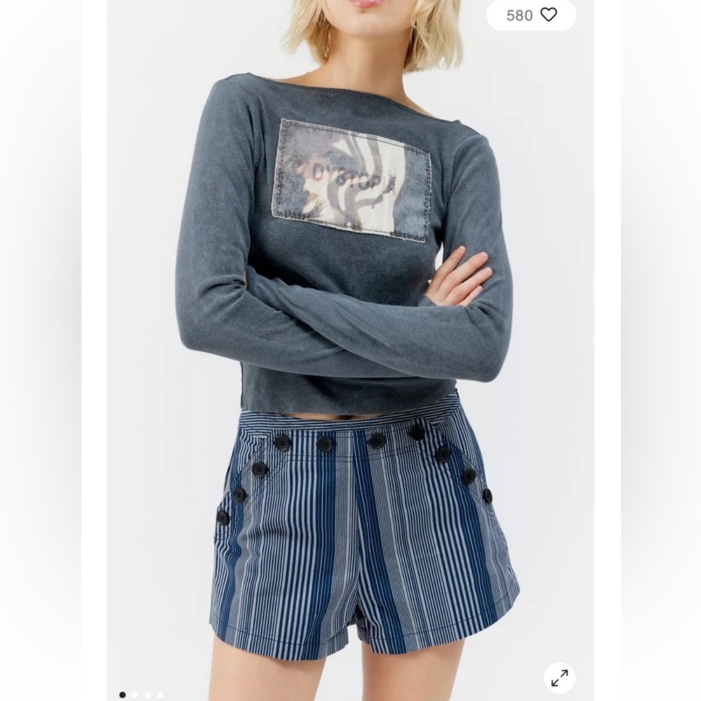 NEW Urban Outfitters BDG Tessa Striped Sailor Short Nautical Navy/White Size 6